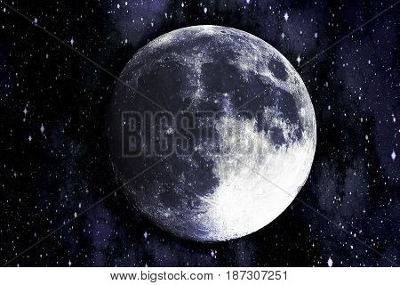 Super blue moon in the galaxy background, Elements of this image furnished by NASA