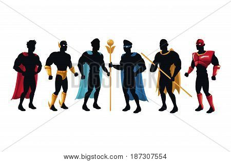 dark character superhero gropu team powerful vector illustration