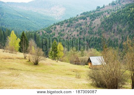 Spring mountain landscape in Ceahlau Romania,beauty day