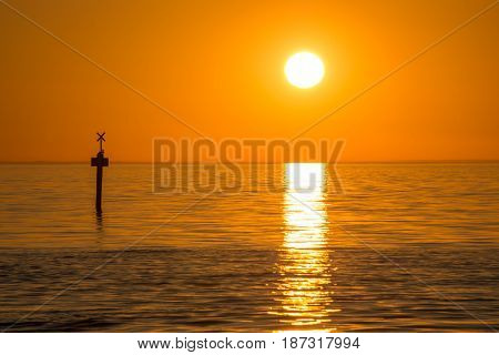 Beautiful sunset over the sea at Frankston beach suburb of Melbourne, Australia.