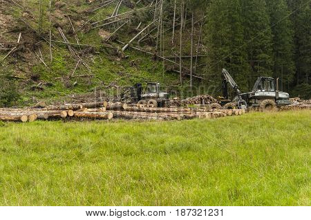 Koscielisko Poland - August 17 2015: Woodworking machines for woodcutting.