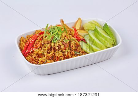 Spicy Roasted Mince Chicken With Yellow Curry Paste ,call Khua Kling