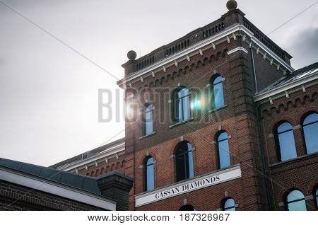 Amsterdam Netherlands - 27 April 2017: Facade of the factory and showroom of Gassan Diamonds.