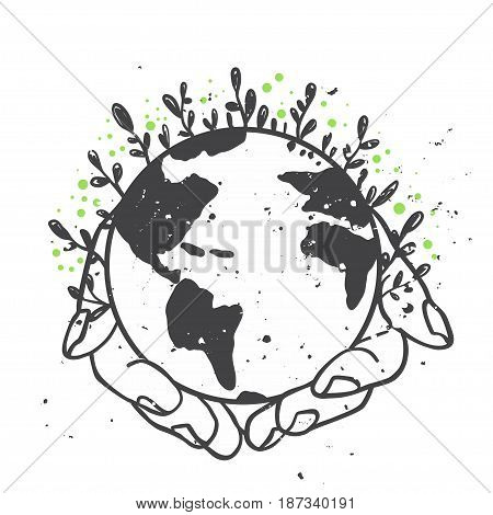 Earth day concept. Save planet.  Vector illustration. World environment day
