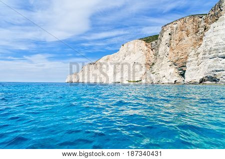 Beautiful lanscape of sea snd white rocks, Zakinthos island, Greece