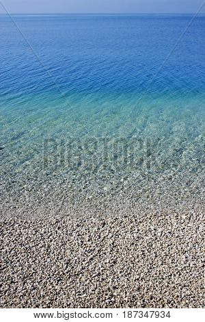 Beach in village Brela on adriatic coast in Croatia