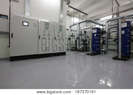 ST. PETERSBURG, RUSSIA - DECEMBER 16, 2016: Interior of one of the automated central heating points. There is 219 central heating points in the city, 60 of which is automated