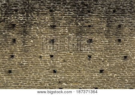 Ancient wall of castle in Grottammare, Italy