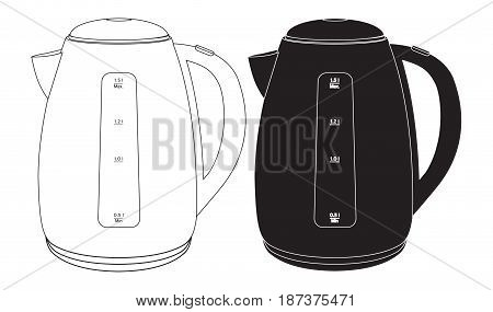 Icon black and white. Kettele.  Vector illustration isolated on white background