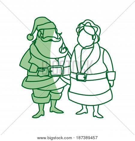 couple mr and mrs claus christmas celebration vector illustration
