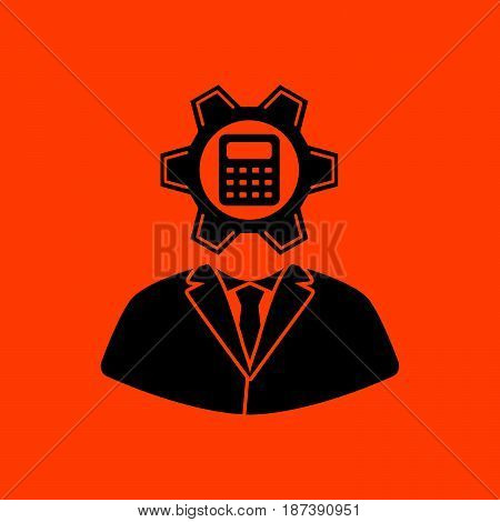 Analyst With Gear Hed And Calculator Inside Icon