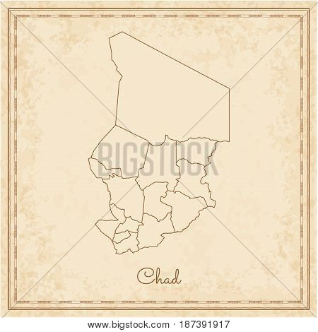 Chad Region Map: Stilyzed Old Pirate Parchment Imitation. Detailed Map Of Chad Regions. Vector Illus