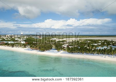 The morning view of still empty beach on Grand Turk island (Turks and Caicos Islands).