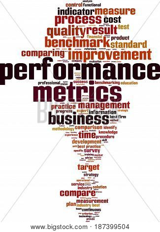 Performance metrics word cloud concept. Vector illustration