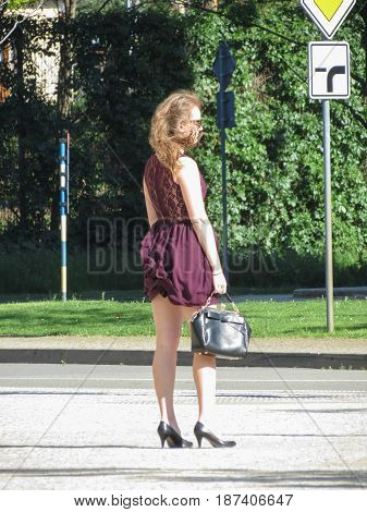 Unidentified Girl In Stylish Summer Short Dress