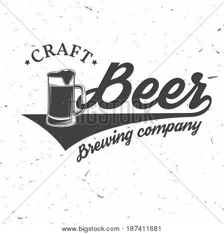 Craft Beer badge. Vector illustration. Vintage design for bar, pub and restaurant business. Coaster for beer.