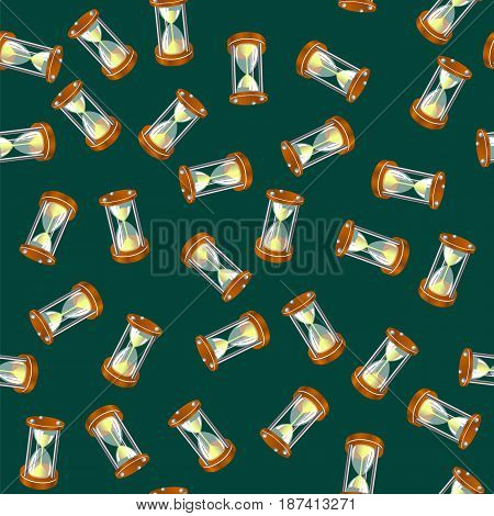 Sandclock Seamless Pattern Isolated on Green Background