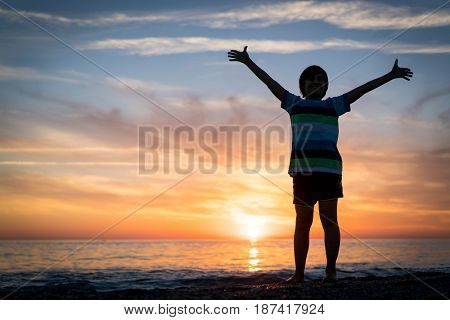 Happy boy enjoying the beach
