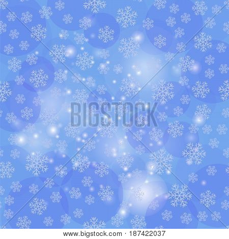 Showflakes Pattern on Blue Sky Background. Winter Christmas Natural  Texture