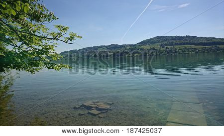 Lake Hallwilersee summer weather on the lake