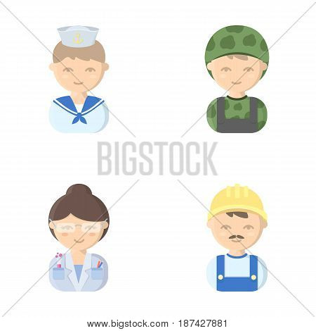 Sailor, soldier, scientist, builder.Profession set collection icons in cartoon style vector symbol stock illustration .