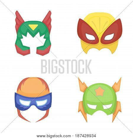 Mask on the head, helmet.Mask super hero set collection icons in cartoon style vector symbol stock illustration .