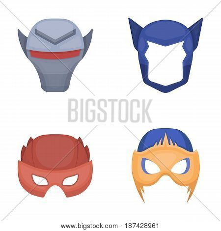 Helmet, mask on the head.Mask super hero set collection icons in cartoon style vector symbol stock illustration .