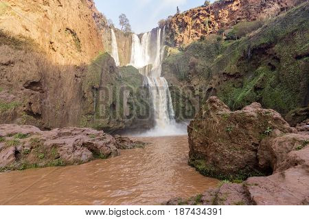 Ouzoud Waterfalls in the Grand Atlas village of Tanaghmeilt province of Azilal Morocco.