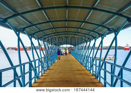 Labuan,Malaysia-Feb 19,2017:Papan island jetty in Labuan island,Malaysia.It is one of the most beautifully developed islands that is located in Labuan,Malaysia.