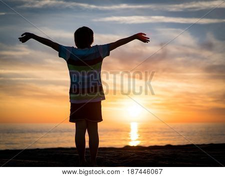 Happy boy enjoying the beach