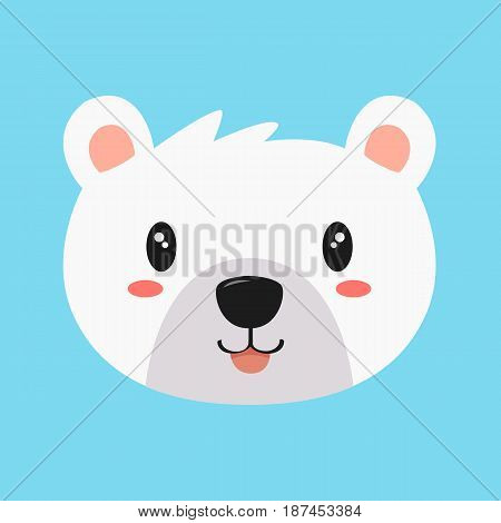 cute and happy polar bear vector on blue background