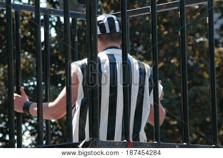 MAY 25, 2006. SEATTLE, WA.  CIRCA: Gay male locked up in jail on Gay, Lesbian Pride Day Celebration in Seattle, Wa.