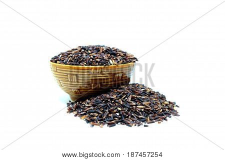 Riceberry, Jasmine rice, Brown rice, Black rice, Thai rice, Asian rice, isolate on white background