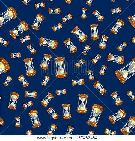 Sandclock Seamless Pattern Isolated on Blue Background