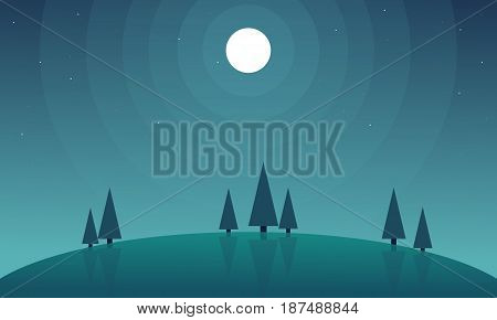 Background hill scnery at night style vector art