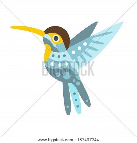 Broad billed hummingbird colorful cartoon character vector Illustration isolated on a white background