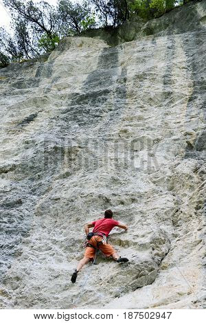 Person Climbing On The Rock At Engelberg
