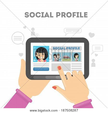 Social profile in media networks. Profile picture with personal information.