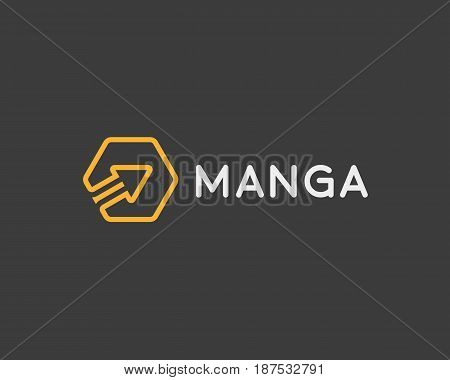 Rocket logo design. Start arrow logotype. Linear vector symbol