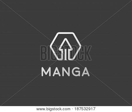 Rocket logo design. Start arrow logotype. Linear vector symbol