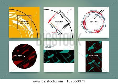 Set of creative minimalism backgrounds. Abstract geometry and torn forms. Hand drawn style. Applicable for music covers, banners, posters, flyers.