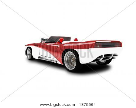赤い車の背面図 01 を分離