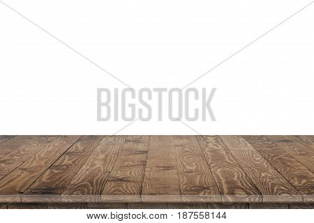 Rustic wooden table perspective. Large dinner empty wooden table perspective. Wooden table texture background. Wooden table perspective worktop. Empty wooden table perspective for product placement montage. Wooden table perspective. Wooden table surface.