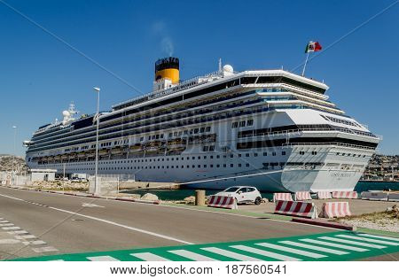 Costa Pacifica Costa Cruises - Marseille France - 08 May 2017: Costa Pacifica cruise ship docked in port of Marseille