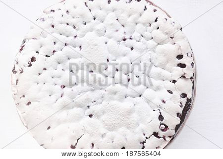 Tender homemade baking blueberry pie with lilac and tea