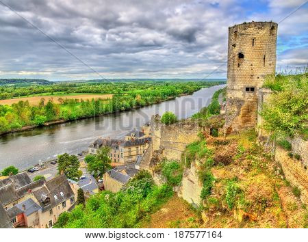 Chateau de Chinon in the Loire Valley, France. UNESCO world heritage site