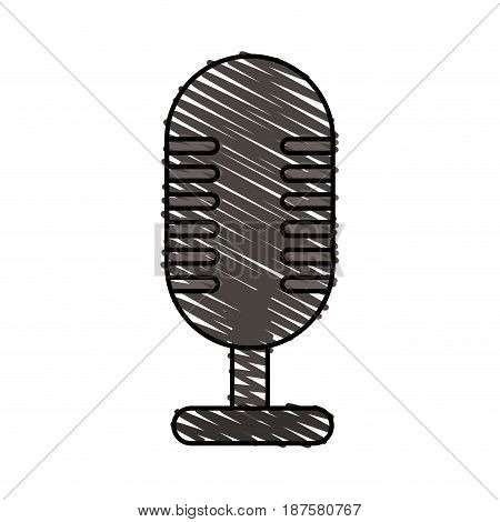 colorful crayon silhouette of desk microphone with fixed base vector illustration