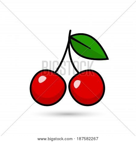 Cherry color icon vector isolated simple fruit symbol.
