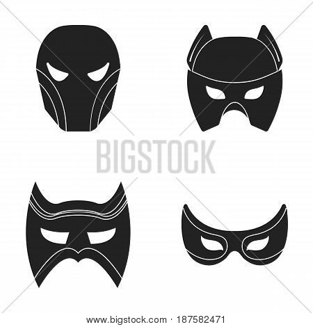 Mask on the head and eyes. Super Hero Mask set collection icons in black style vector symbol stock illustration .