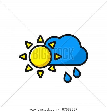 Weather icon sun with clouds and rain icon vector illustration.